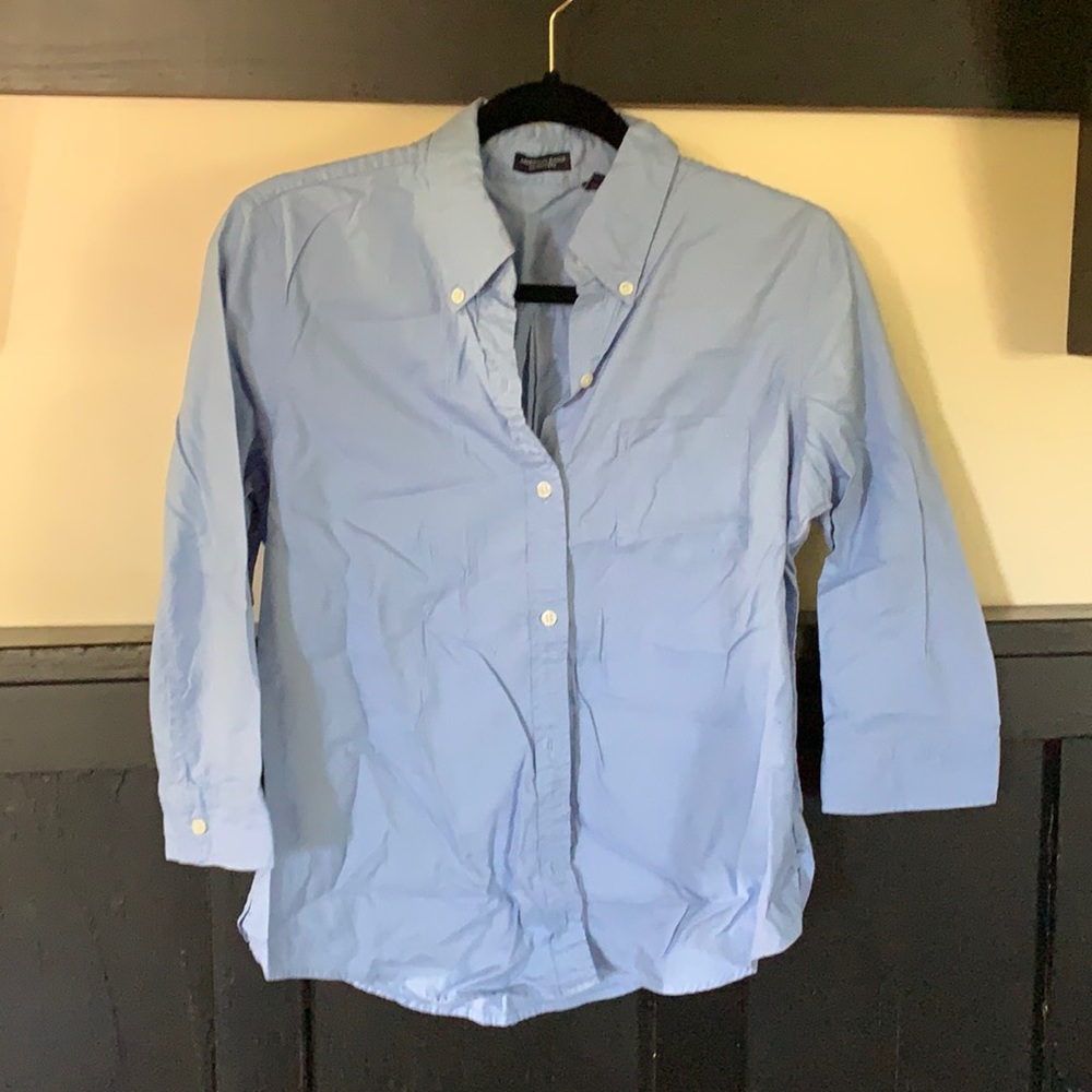 American eagle oxford 3/4 sleeve light blue top M